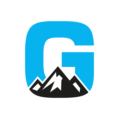 Mount Logo On Letter G, Mount Hill Symbol Vector Template