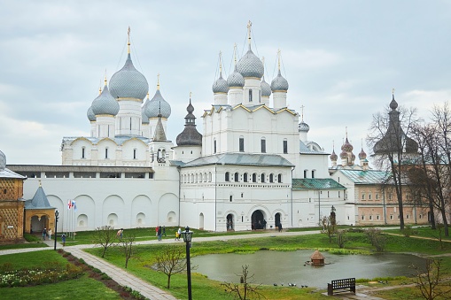 Rostov Veliky, Russia - May 05, 2022: Rostov Kremlin. A medieval structure of the 17th century.