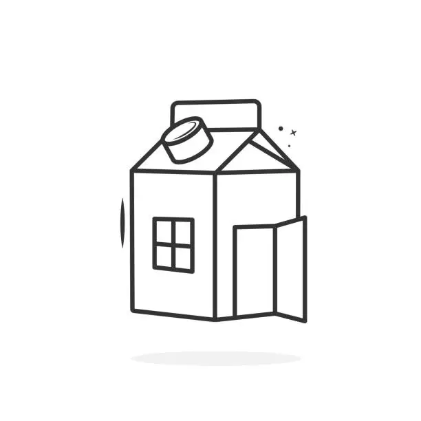 Vector illustration of Milk box and home combination illustration design.