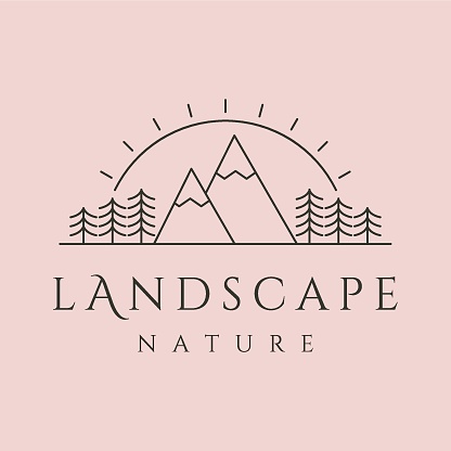 nature landscape design, mountain view logo symbol illustration design