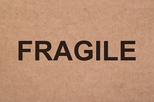 Fragile sign printed on cardboard