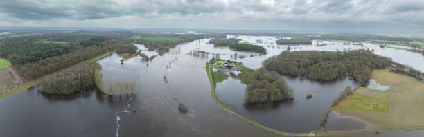 istock Vecht river high water level flooding near Ommen drone view 1891581036