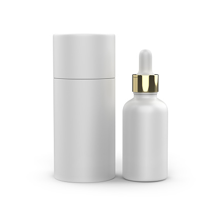Blank Beard oil serum Bottle with Tube Template.  3d Illustration