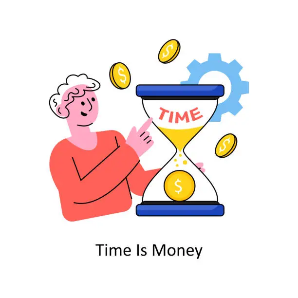 Vector illustration of Time Is Money vector Filled outline Design illustration. Symbol on White background EPS 10 File