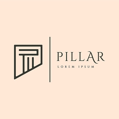 pillar logo vector symbol design, letter T abstract law firm line art logo design