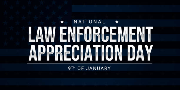 istock National Law Enforcement Appreciation Day on January 9 with American flag in the background. Patriotic backdrop appreciating American law enforcement for their service 1891644101