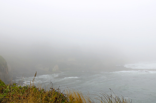A foggy cloudy morning on the Pacific coast