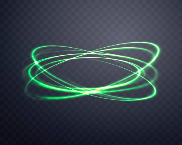 istock Glowing green magic rings. Neon realistic energy swirl. Abstract light effect on a dark transparent background. Vector illustration. 1891683924