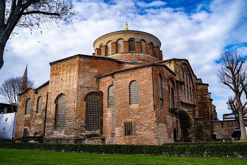 Hagia Irene (Aya Irini) is an Eastern Orthodox church located in the outer courtyard of Topkapi Palace. Istanbul, Turkey - December 23, 2023.