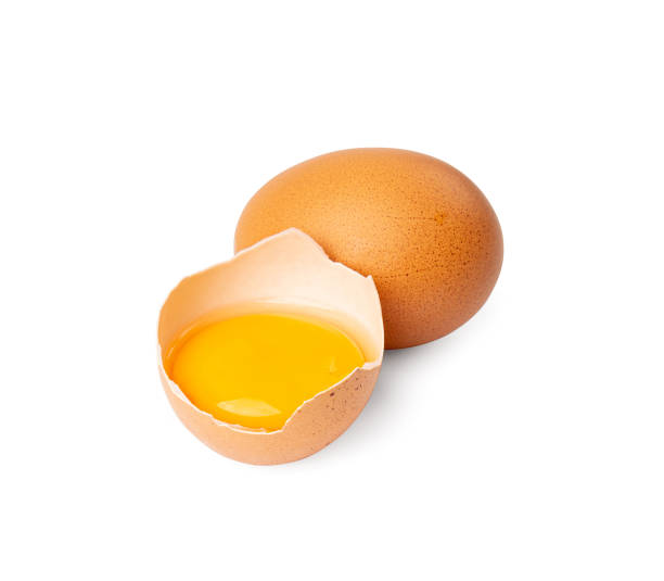 istock Broken Egg Isolated, Raw Yolk and White, Cracked Brown Shell, Fresh Broken Chicken Eggs on White Background 1891736871