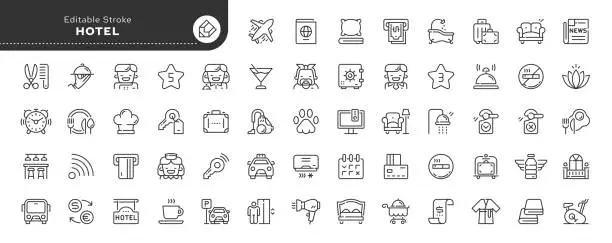 Vector illustration of hotel line icon set in linear style 1