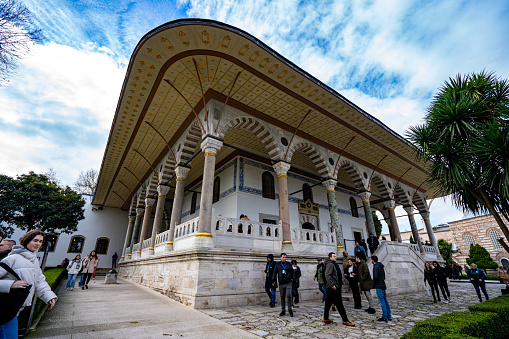 The Audience Hall in the Topkapi Palace. Istanbul, Turkey - December 23, 2023.