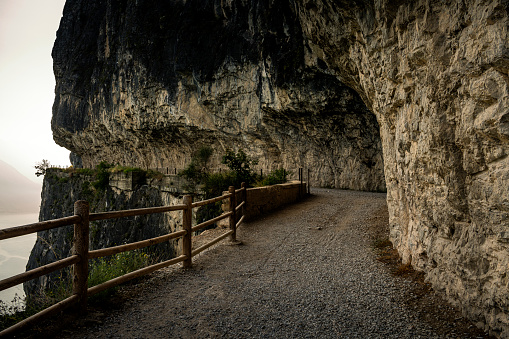 An old fortress entrance in the Dolomites near the 3 Zinnen mountains, remains of the World War I and the Austro-Italian frontline