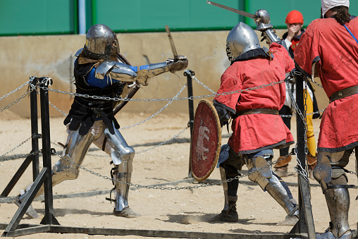 Goren, Israel - April 7,2018: knights at the medieval festival in Israel