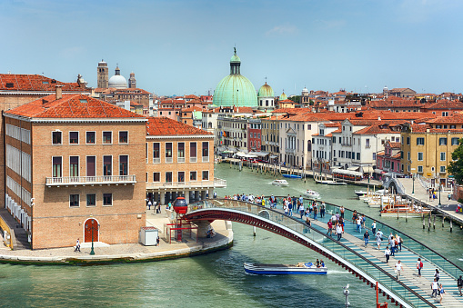 Constitution Bridge and Grand Canal in Venice, Italy