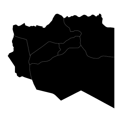 Fezzan region map, administrative division of Libya. Vector illustration.