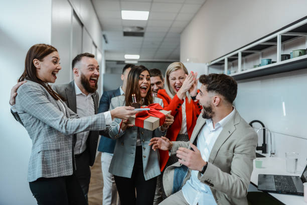 istock Cake And Gifts For Office Birthday Boy 1891987341