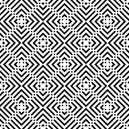 Abstract Seamless Geometric Checked Black and White Pattern. Vector Art.