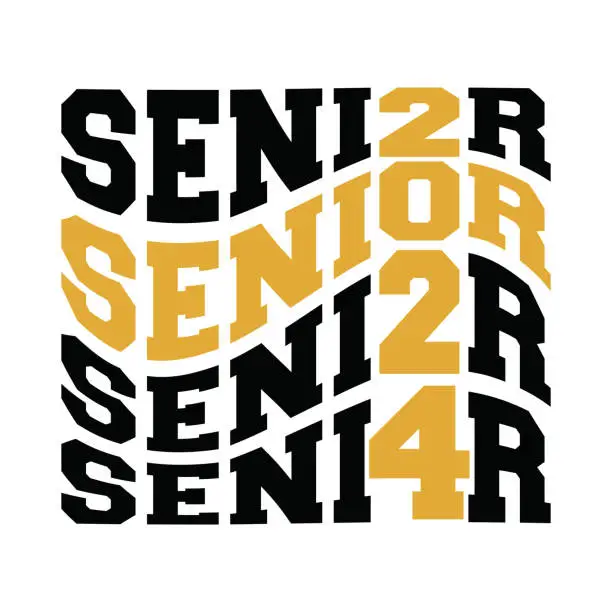 Vector illustration of Senior 2024 t-shirt design in sport style. Isolated vector illustration for graduation