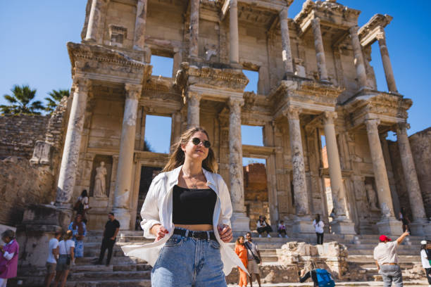 istock Tourist Exploring Ancient Library of Celsus in Ephesus 1892159829