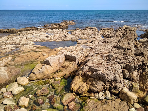 Rocks off the coast of Portugal. City of Cascais.