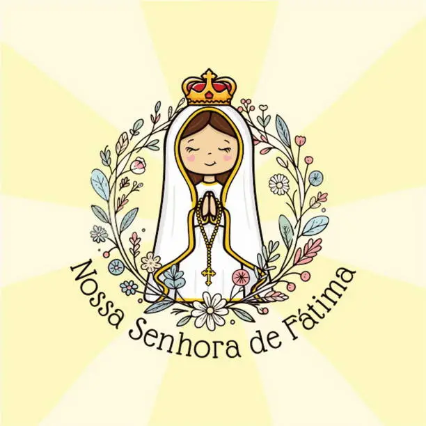 Vector illustration of Vector hand drawn Our Lady of Fatima illustration