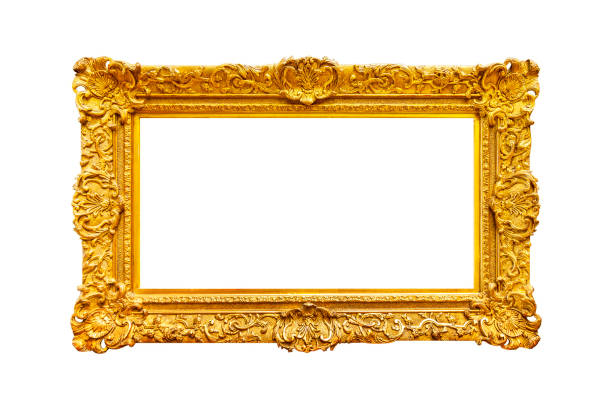 Blank gold frame in Victorian style  isolated on white background
