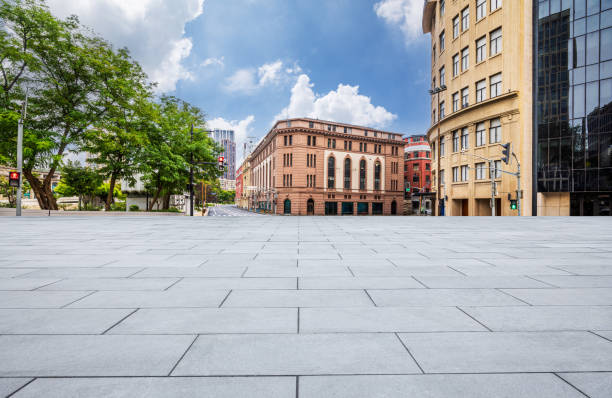 istock Empty square floor and city architecture landscape in summer 1892250479