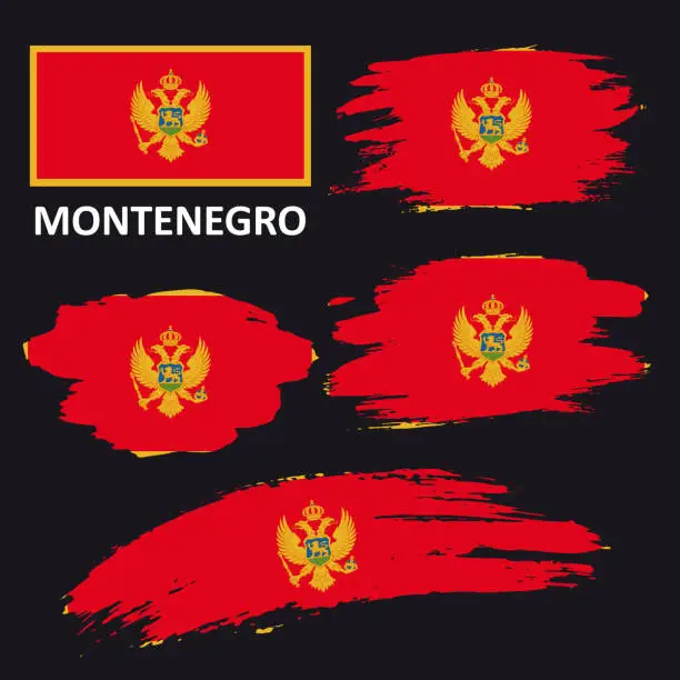 Vector illustration of Set of vector flags of Montenegro