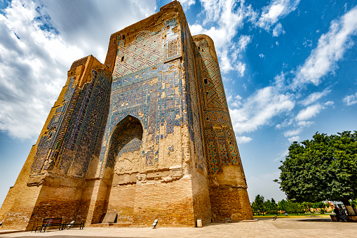 The remains of Tamerlan’s palace in the Dorut Tilovat complex of Shahrisabz, Uzbekistan