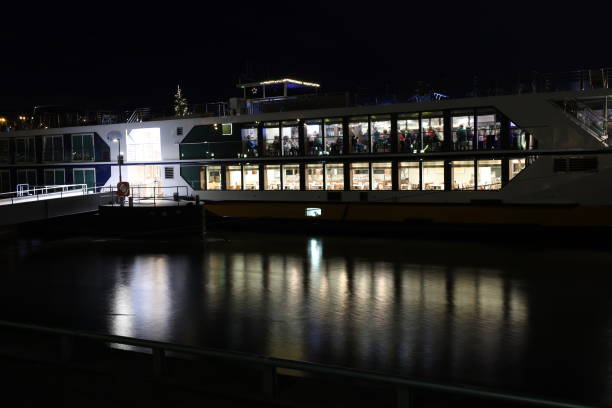 tourboat on rhine river in Cologne in Germany
