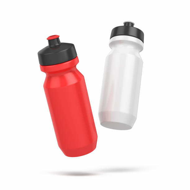White sport plastic water bottle standing 3D render illustration isolated on white background