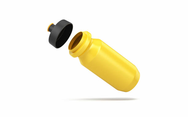 istock Realistic Yellow Black Sports Water Bottle, Object + Shadow Clipping Path 1892483967