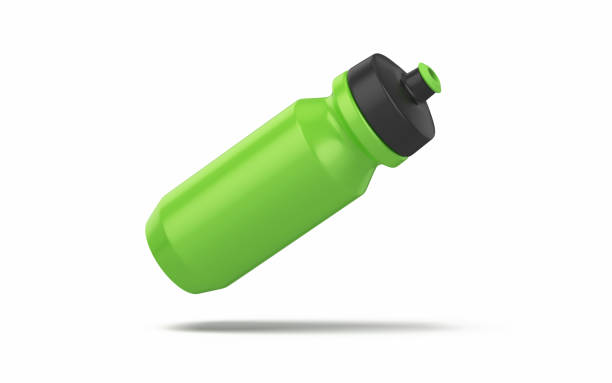 3d Render Realistic Green Black Sports Water Bottle, Can be used for fitness, sport, exercise, yoga, health concept, Object + Shadow Clipping Path