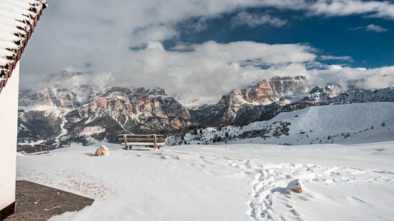 A marvellous day for skiing at the Monte Cristallo, Dolomiti, Italy.