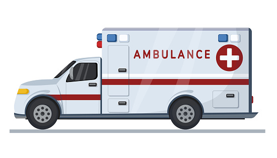 Ambulance vector illustration on white background.