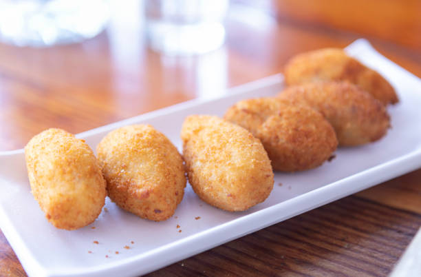 istock Ham and Cocido croquettes in close range, delicious! 1892573216