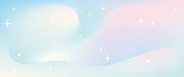 Horizontal vector background. Shining stars. Light blue with pink sky.