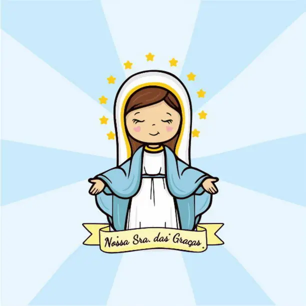 Vector illustration of Vector hand drawn Our Lady of Grace illustration