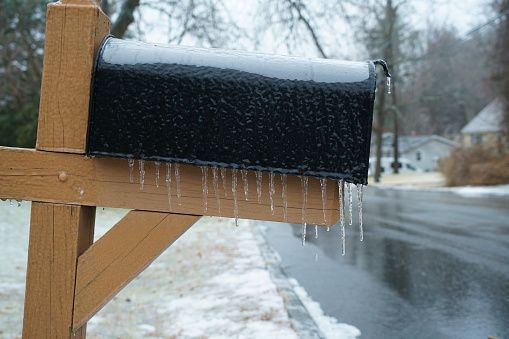 Close up on Icicle on the mailbox