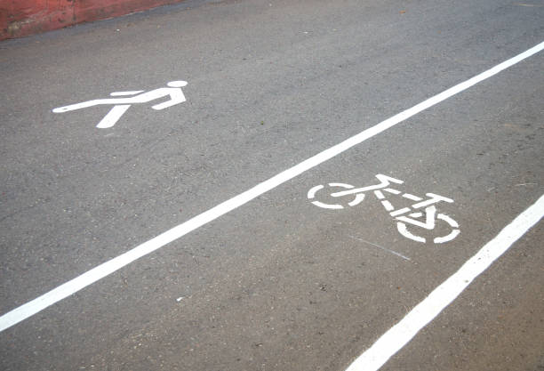 istock The cycle path and the pedestrian zone are marked with pictograms 1892727751