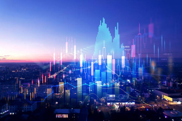 istock Big data chart on city backdrop.Trade technology, and investment analysis.Business development, financial plan and strategy. 1892785733