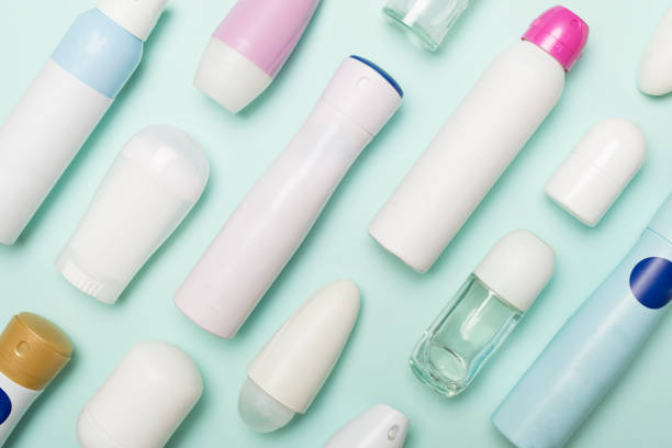 istock Many different deodorants on color background, top view 1892802602