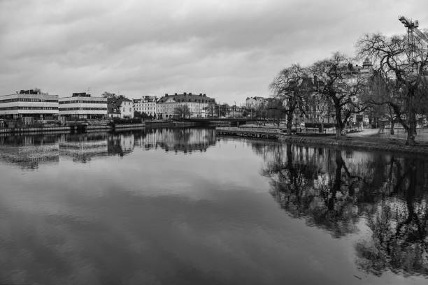istock A river through the city in black and white 1892860384