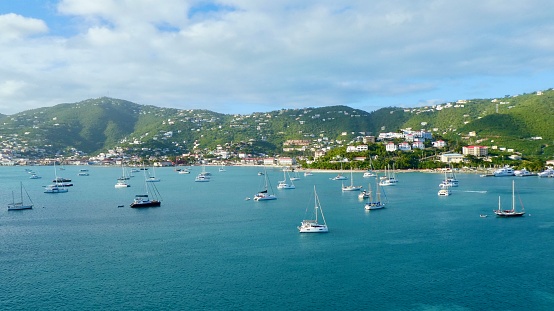 The beautiful port of Charlotte Amalie on the Island of St Thomas USVI