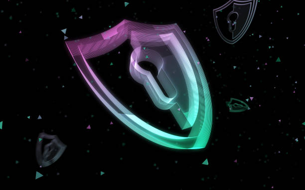 istock Cyber security with shield symbol glass 3d object illustration 1893017669