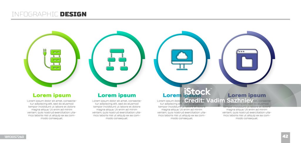 Set Server Hierarchy Organogram Chart Cloud Technology Data Transfer ...
