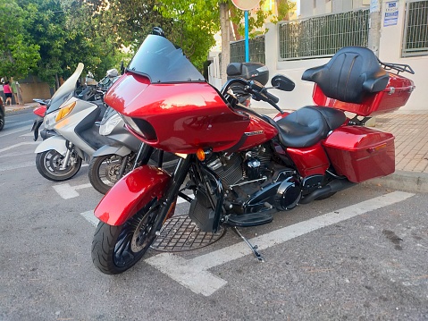 July 7, 2023, Alicante (Spain). Harley Davidson Road Glide Special, is one of the best-selling models by the American brand.