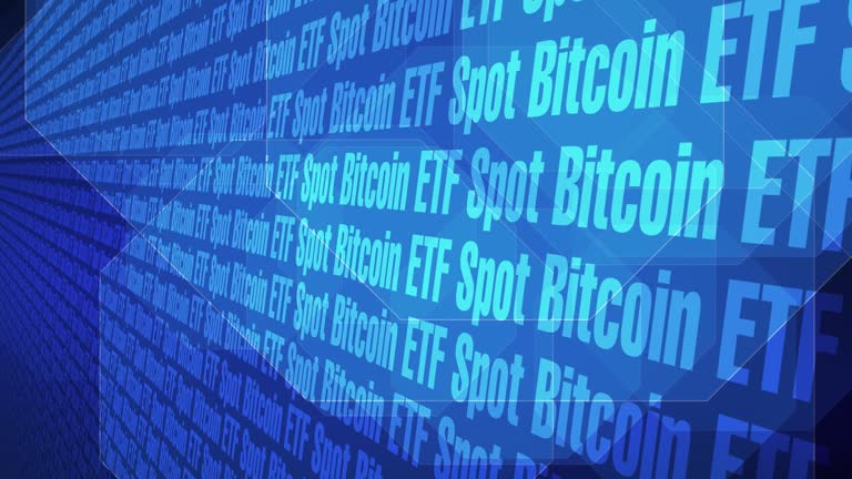 Bitcoin etf abstract background of spot bitcoin etf digital asset in financial market, offering high returns and security, revolutionizing future of digital investment and financial technology