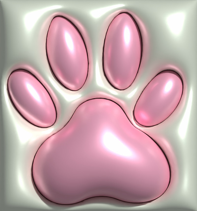 Animal paw print on a gray background, 3D rendering illustration